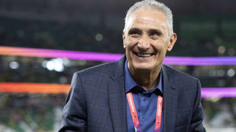 Técnico Tite no jogo Brasil x Croácia, no estádio Cidade da Educação, pela Copa do Mundo 2022