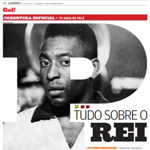 Capa do jornal O POVO sobre Pelé