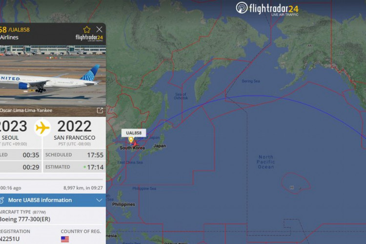Avi&atilde;o decolou da Cor&eacute;ia do Sul na meia-noite do dia 1&ordm; de janeiro de 2023, mas "voltar&aacute; no tempo" e chegar&aacute; nos EUA na tarde de 31 de dezembro de 2022