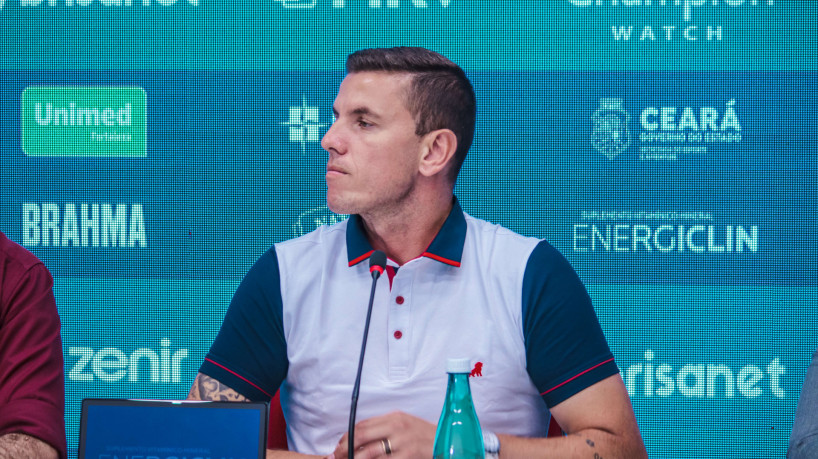 Assessor executivo de futebol Marcelo Boeck em entrevista coletiva de apresentação no Fortaleza