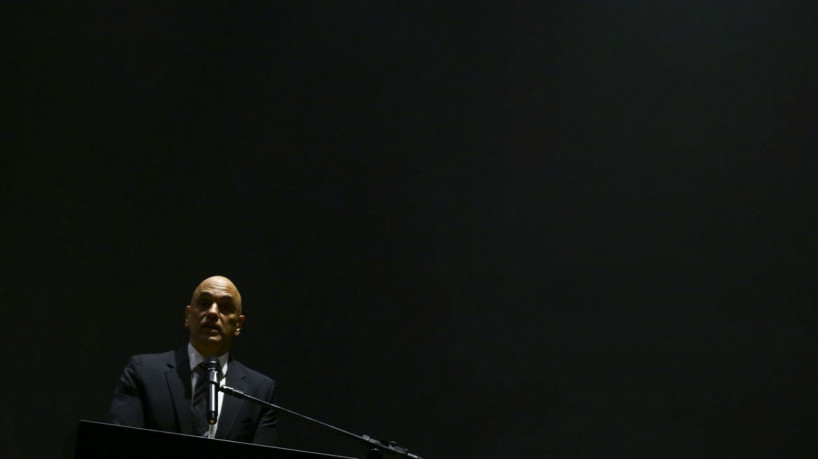 O presidente do TSE, Alexandre de Moraes, durante cerimônia de posse do diretor-geral da PF, na sede da corporação, em Brasília.