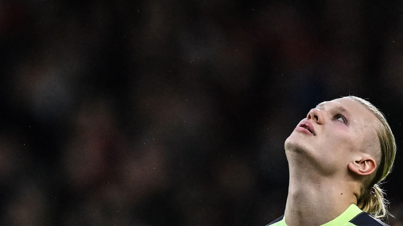 Atacante Haaland no jogo Nottingham Forest x Manchester City pela Premier League