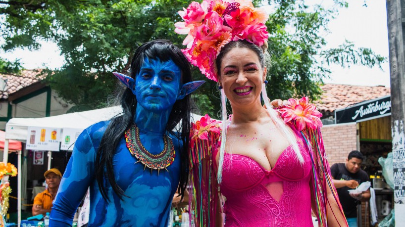 Fantasia do filme Avatar durante Carnaval nesta segunda-feira de Carnaval, 20, no Benfica.