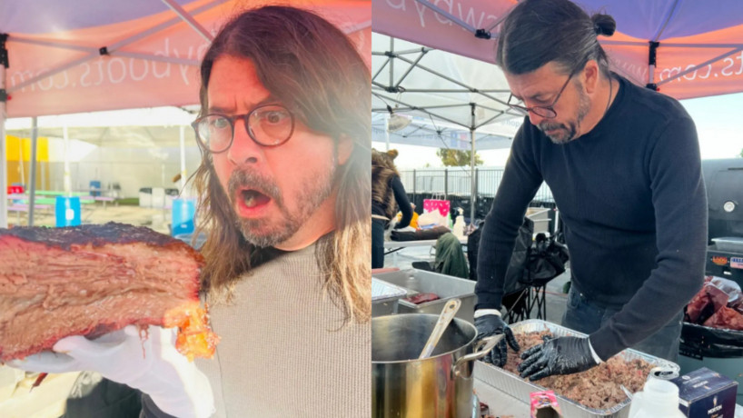 Dave Grohl, vocalista do Foo Fighters, preparou um banquete em Los Angeles para pessoas em situação de rua