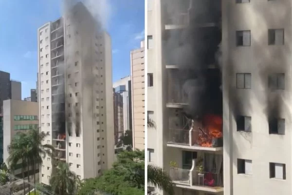 Prédio pegou fogo na manhã deste sábado, 25