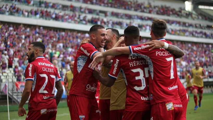 FORTALEZA, CE, BRASIL,25.03.2023: Lucero, jogador do Fortaleza, comemora gol no Jogo pela copa do nordeste Fortaleza vs Ferroviário. arena Castelão.