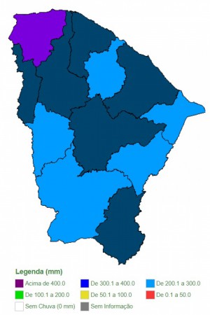 Mapa das regiões hidrográficas do Estado do Ceará