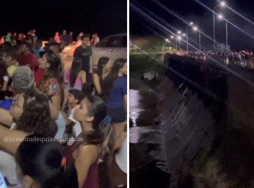 Página do Instagram Juventude Quixeramobim mostrou movimentação na barragem na noite de domingo, 2 