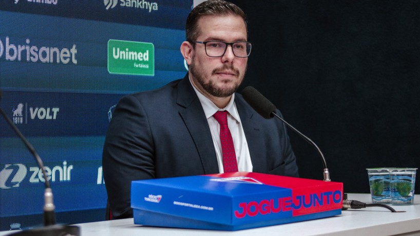 Alex Santiago, vice-presidente e diretor de futebol do Fortaleza, em entrevista coletiva no Pici