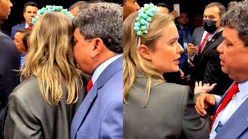 A deputada Julia Zanatta (PL-SC) e o deputado Márcio Jerry (PCdoB-MA) durante a Comissão de Segurança da Câmara na última terça-feira, 11
