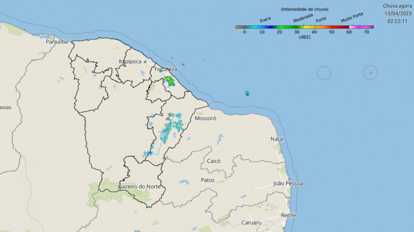 Chuvas do Ceará na madrugada desta quinta-feira, 13, foram isoladas e passageiras; precipitação se concentrou nas macrorregiões Jaguaribana e do Litoral de Fortaleza