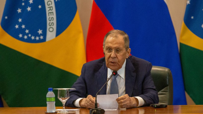 Brasília (DF) 17/04/2023 Os Ministros das Relações Exteriores do Brasil, Mauro Vieira, e da Russia, Sergei Lavrov, durante conferência de imprensa. Foto: Fabio Rodrigues-Pozzebom/ Agência Brasil