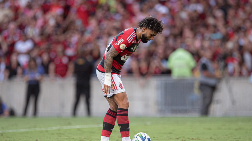 Atacante Gabigol no jogo Flamengo x Coritiba, no Maracanã, pelo Campeonato Brasileiro Série A 2023