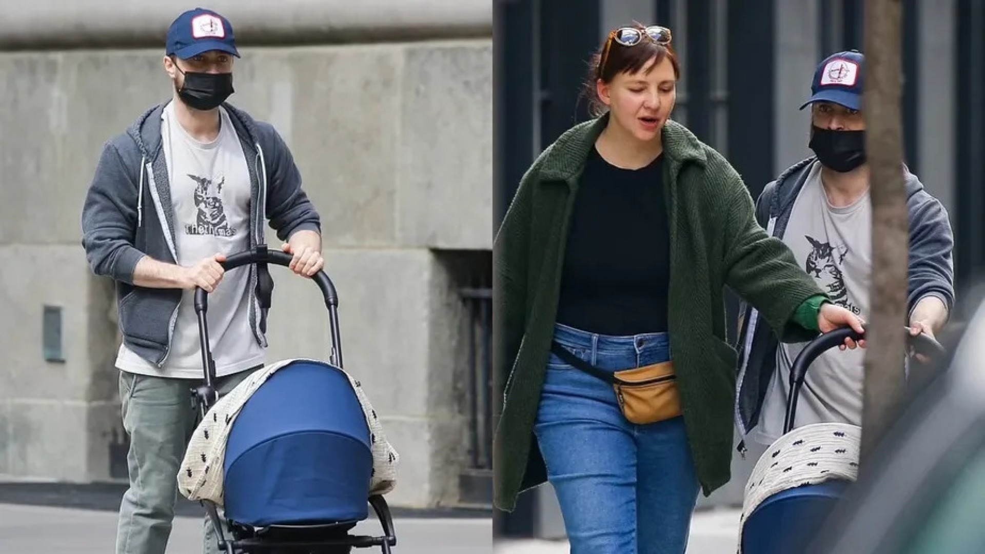 Daniel Radcliffe, o Harry Potter, e sua esposa, a atriz Erin Darke, foram vistos passeando com o primeiro filho do casal