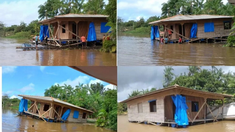 VIDEO: Família se muda e reboca a casa em jangada, navegando mais de 40h em rios 