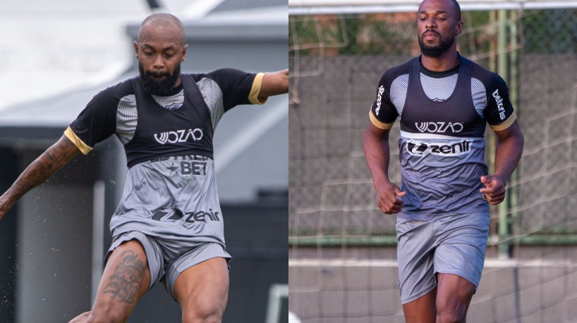 Meia Chay e zagueiro Luiz Otávio em treinamento no CT de Porangabuçu