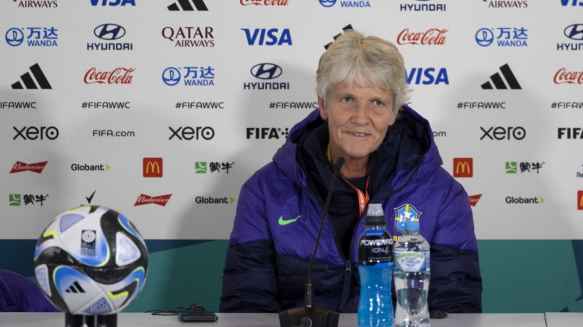 Pia Sundhage, técnica da seleção brasileira feminina, durante coletiva