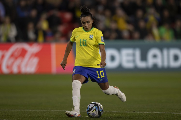 Atacante Marta no jogo Brasil x Panamá pela Copa do Mundo Feminina 2023 