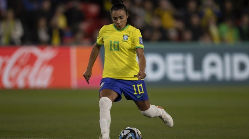 Atacante Marta no jogo Brasil x Panamá pela Copa do Mundo Feminina 2023