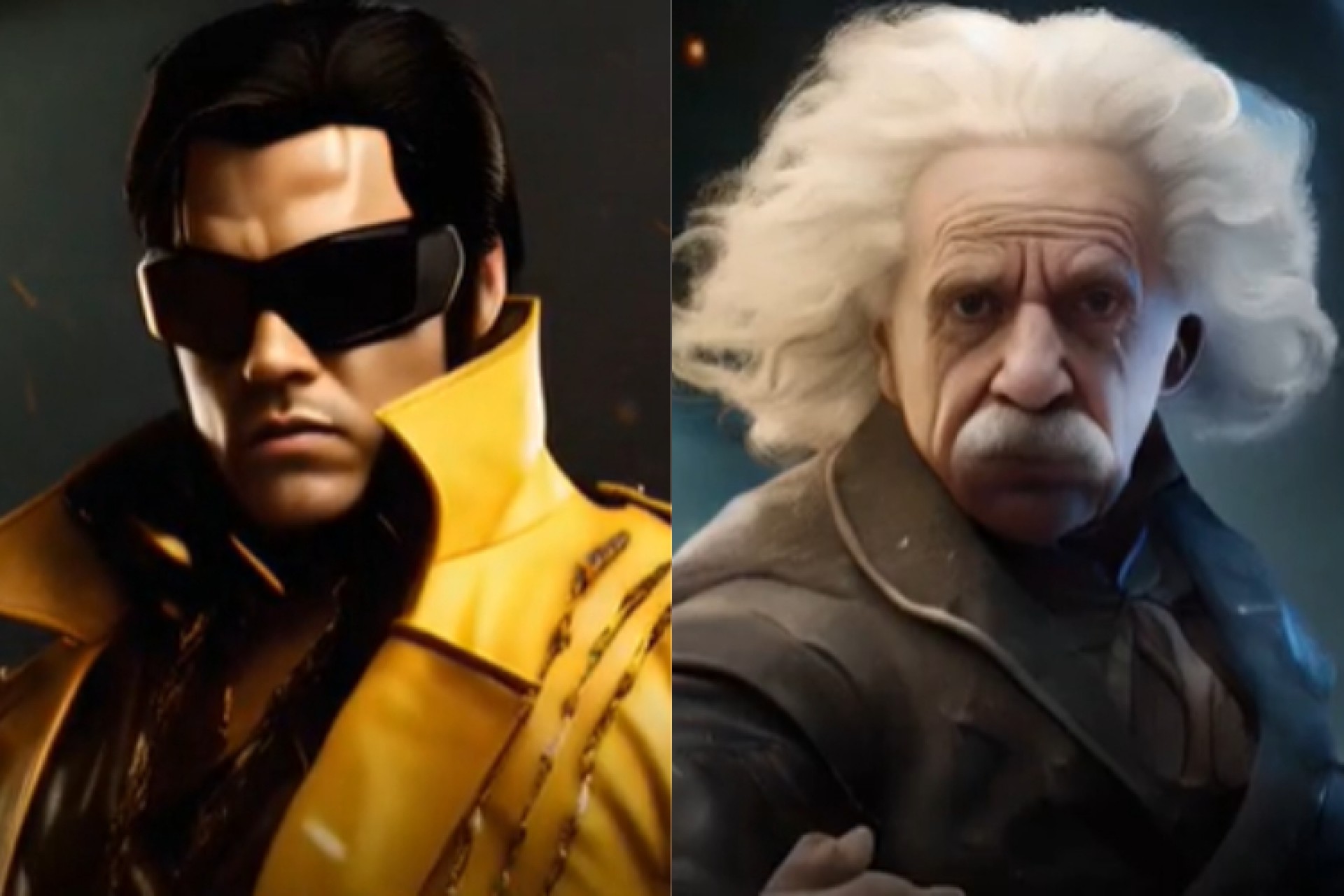 Elvis Presley e Albert Einstein em simulação com inteligência artificial de Mortal Kombat com figuras públicas reais