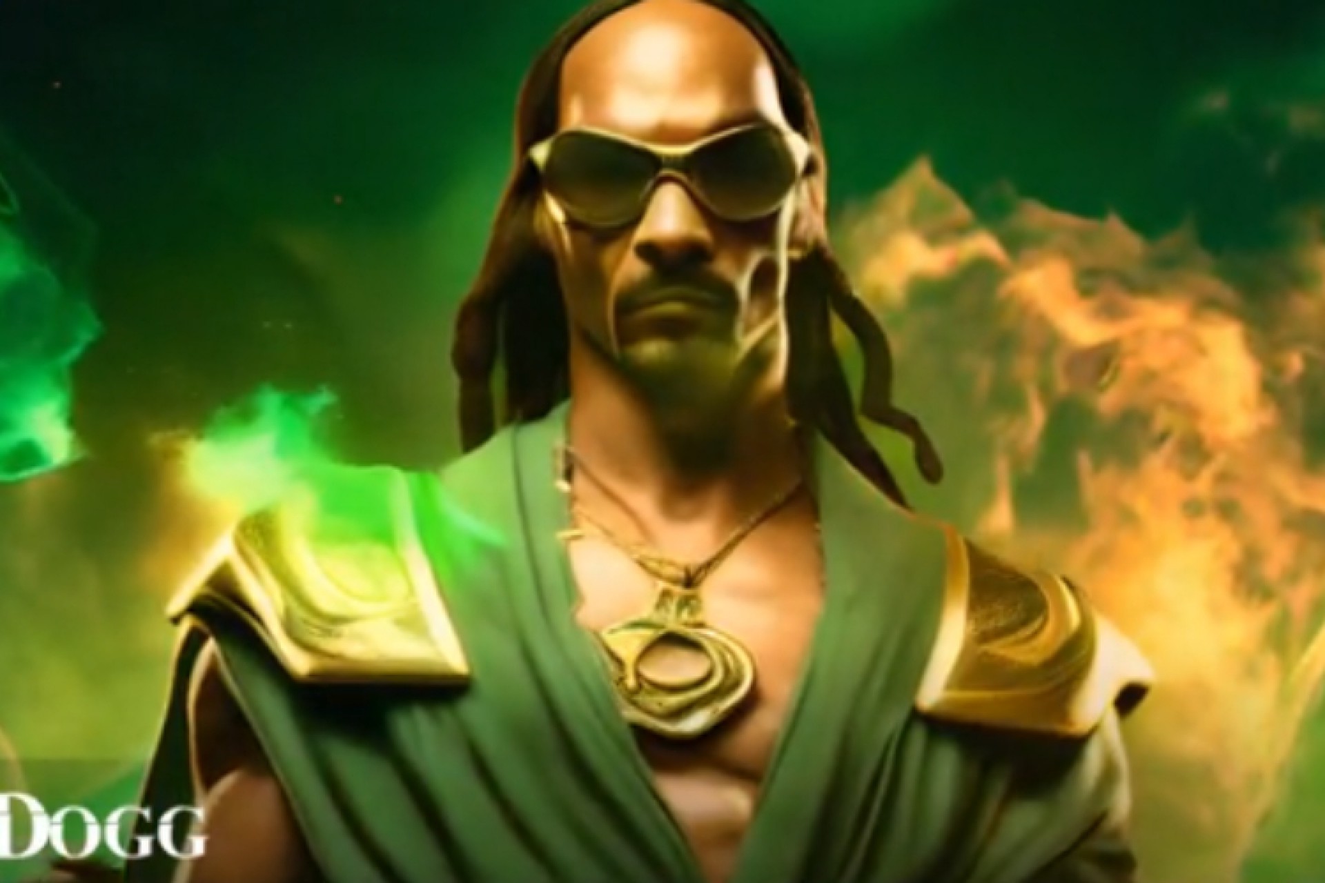 Rapper Snoop Dogg em simulação com inteligência artificial de Mortal Kombat com figuras públicas reais