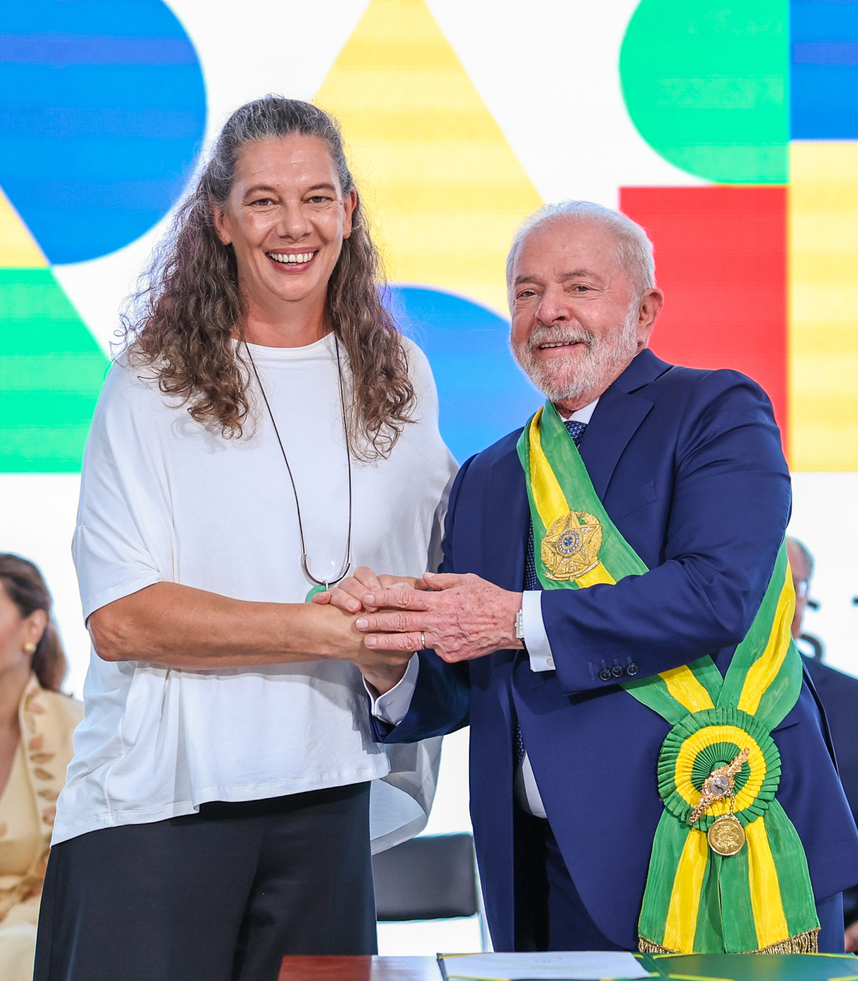 ￼ Presidente Lula ao empossar Ana 
Moser como ministra dos Esportes, em janeiro (Foto: RICARDO STUCKERT/PR)