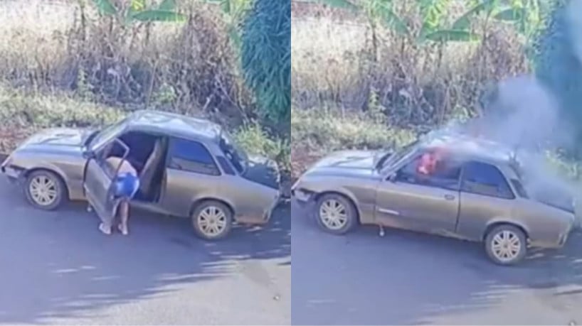 Uma mulher incendiou o carro do marido, após ele sair de casa depois de uma briga do casal
