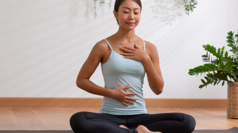 O vácuo abdominal é uma prática milenar do yoga que envolve o fortalecimento dos músculos abdominais (Imagem: 220 Selfmade studio | Shutterstock) 