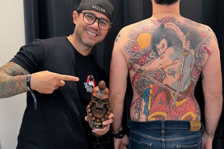 03/10/2023, Bruno Freitas, tatuador brasileiro vence maior prêmio de tatuagem dos Estados Unidos. Foto: Arquivo pessoal