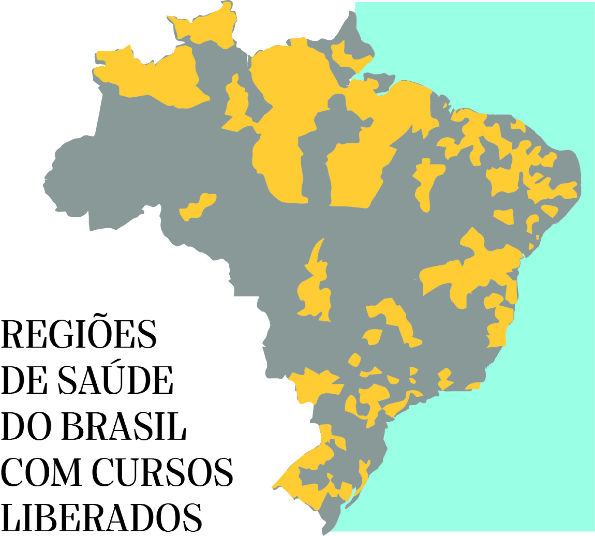 Regi&otilde;es de sa&uacute;de do Brasil com cursos liberados