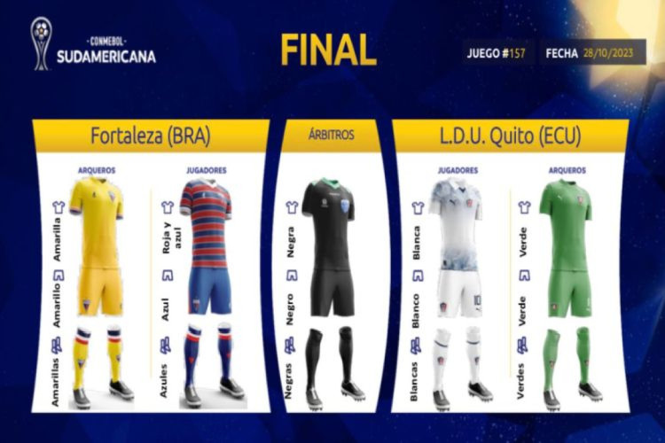 Conmebol definiu os uniformes que Fortaleza e LDU usarão na final da Sul-Americana 2023