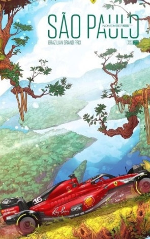 O pôster promocional em que a Ferrari representou São Paulo 