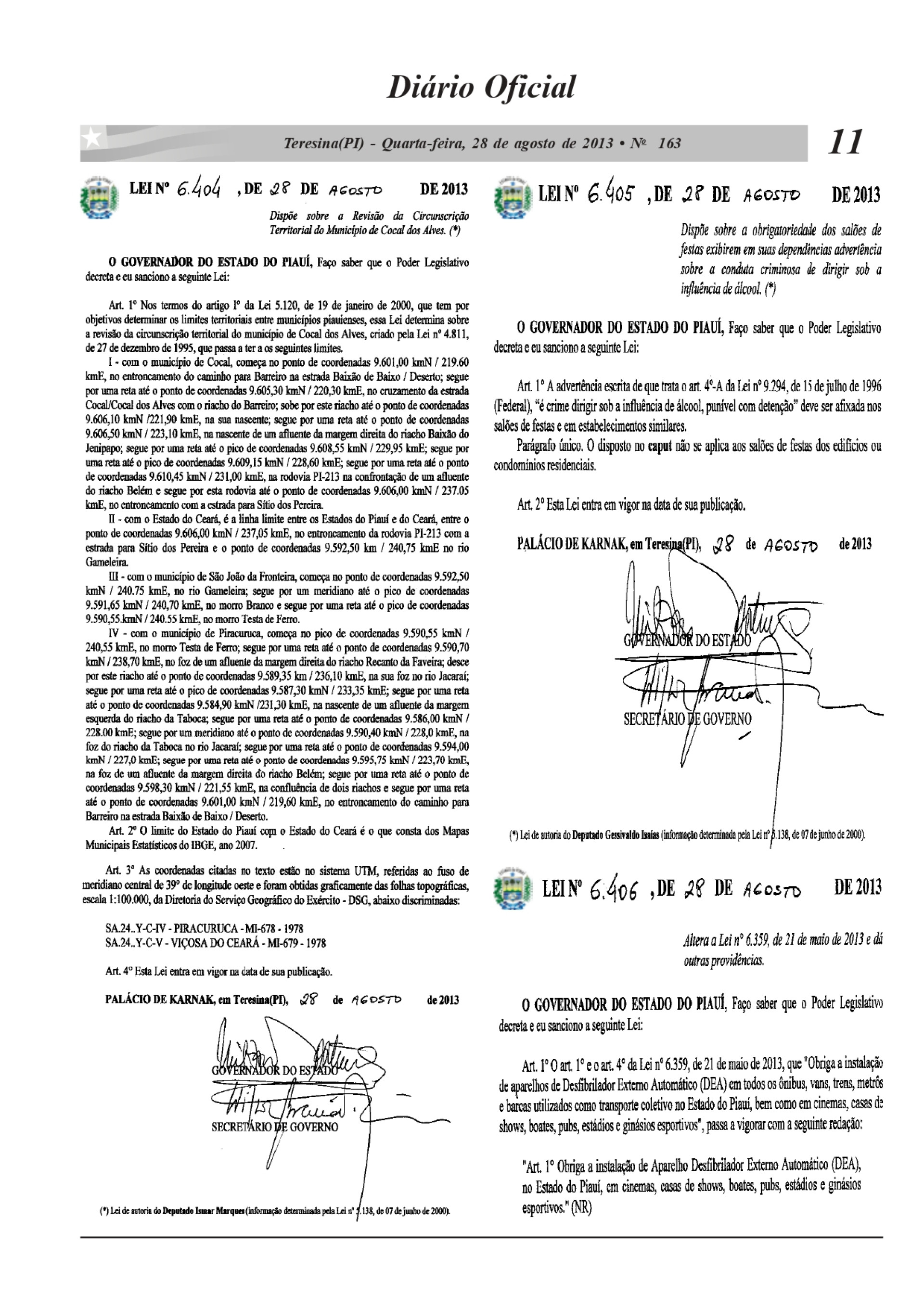  Lei Estadual nª 6.404 do Piauí, que delimita o território piauiense