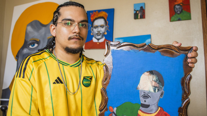 Artista visual, Blecaute, morador de Fortaleza, que tem como inspiração seu cotidiano e os símbolos de resistência para a comunidade negra