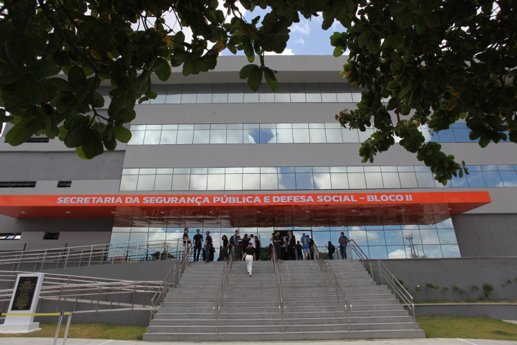 Fachada da sede da SSPDS, no Centro Integrado da Segurança Pública (Cisp), em Fortaleza 