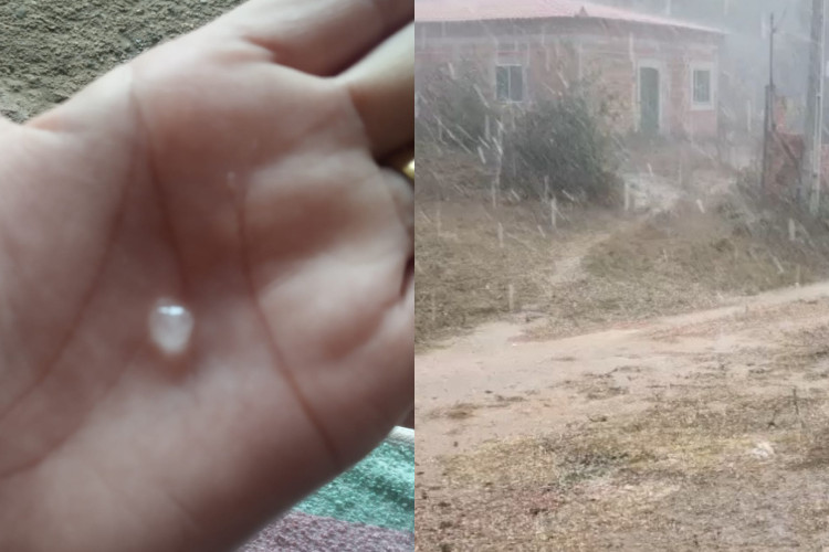 Vídeos mostram chuva de granizo no município de Ubajara, no Ceará