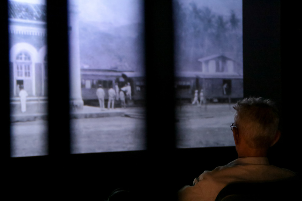 Exibição do documentário "O último apito", de Aderbal Nogueira, durante comemoração dos 150 anos da primeira viagem de trem no Ceará(Foto: Yuri Allen/Especial para O Povo)