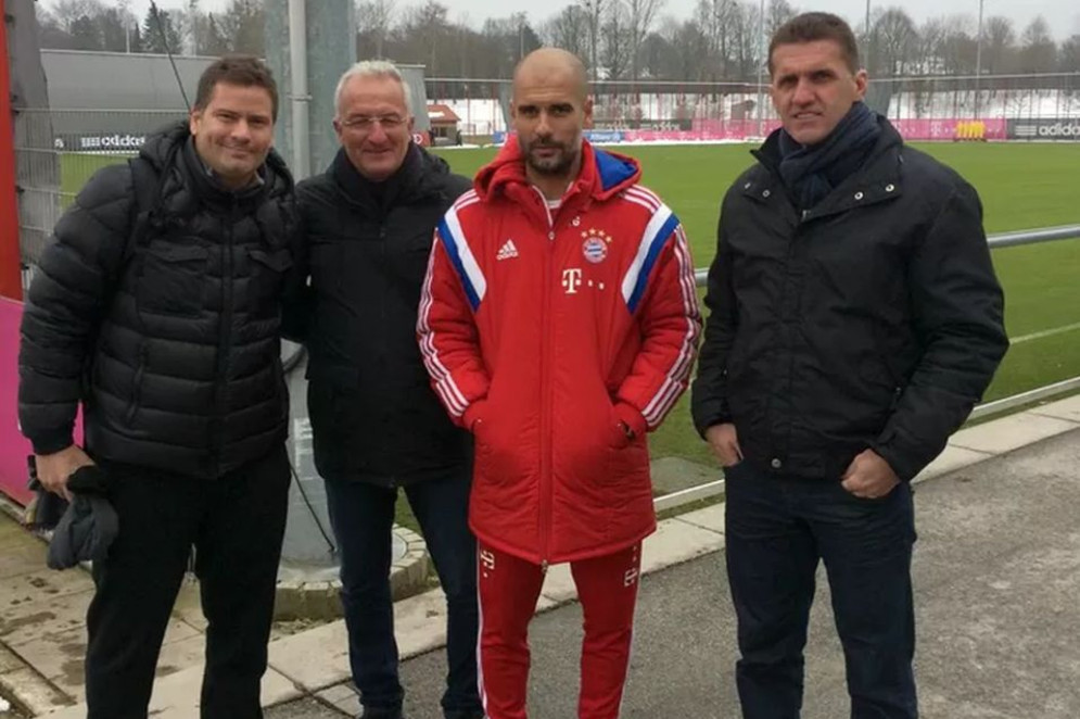 Técnico Vagner Mancini visita Bayern de Munique e tem encontro com Pep Guardiola. Treinador Dorival Júnior, que comandou o Ceará em 2022, também estava na comitiva brasileira (Foto: ARQUIVO PESSOAL)