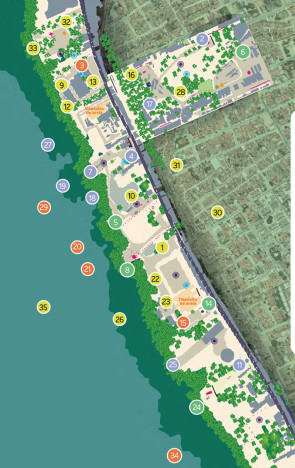 Mapa das 35 minas para minera&ccedil;&atilde;o de sal-gema instaladas pela Braskem &agrave;s margens da lagoa Munda&uacute;