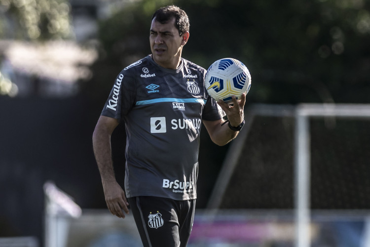 Técnico Fábio Carille em treino do Santos no CT Rei Pelé 