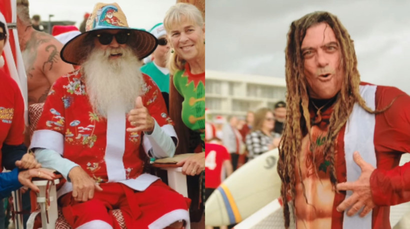 Acontecendo às véspera de Natal, o evento reúne centenas de pessoas para assistirem aos Papais Noéis surfarem.