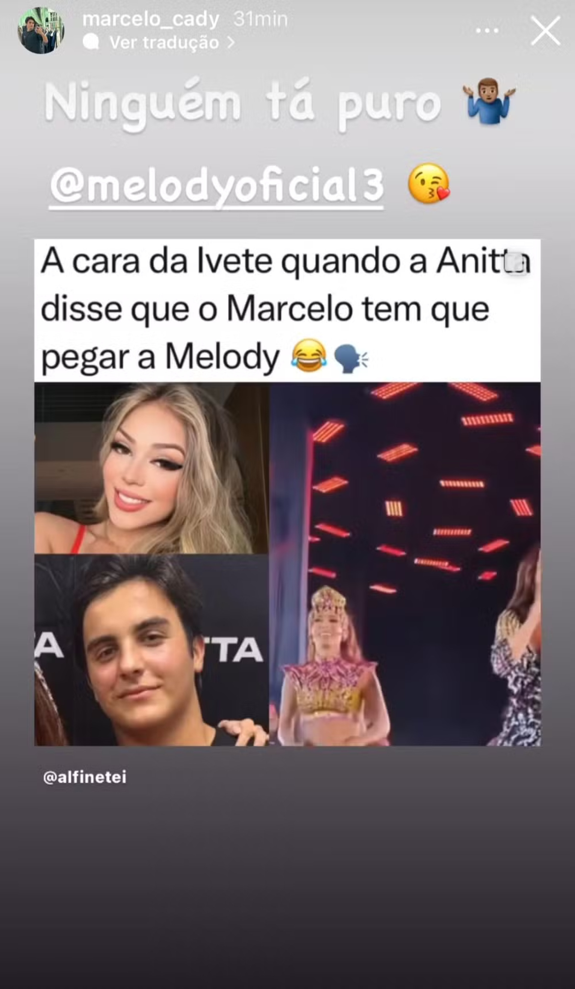 Marcelo Sangalo brinca sobre affair com Melody