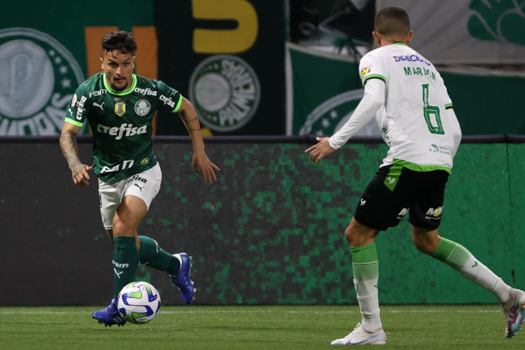 Atacante Artur no jogo Palmeiras x América-MG, no Allianz Parque, pelo Campeonato Brasileiro Série A 2023 
