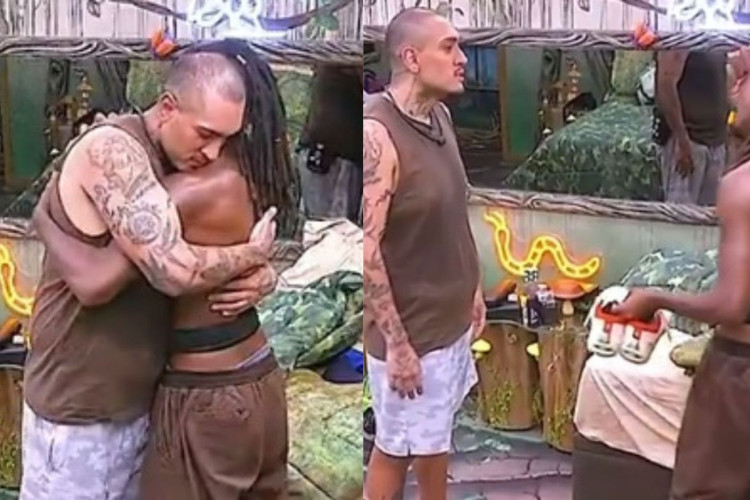 MC Bin Laden presenteia Luigi com um par de tênis no BBB 24