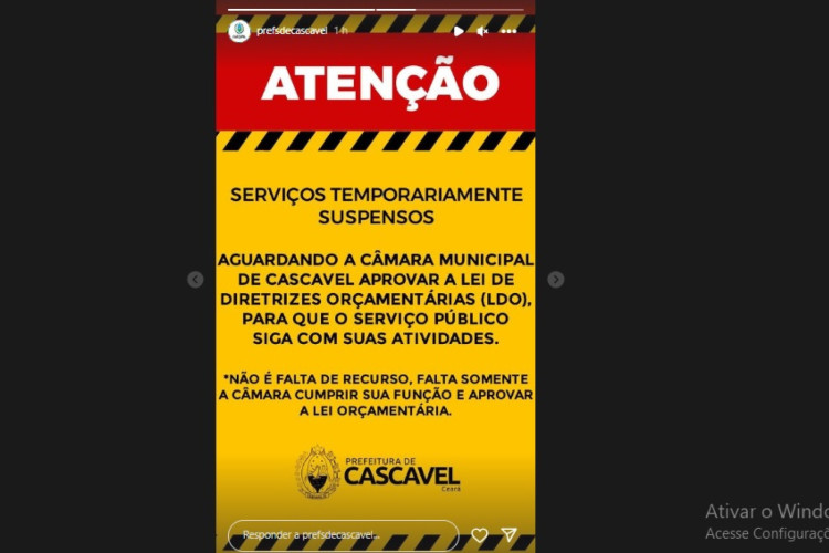 Prefeitura de Cascavel suspende serviços públicos por falta de recursos 
