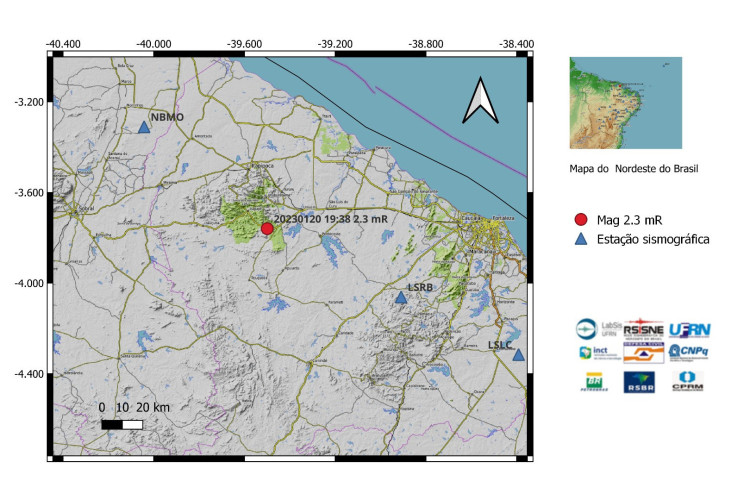 Tremor em Tejuçuoca na noite desse domingo, 21, chegou a 2.3 pontos na escala Richter