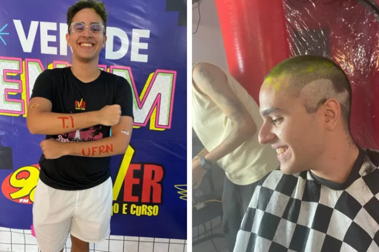 Jovem que, comemorando aprovação, raspou sua cabeça, se frustra ao descobrir que resultado teria sido divulgado erroneamente. 