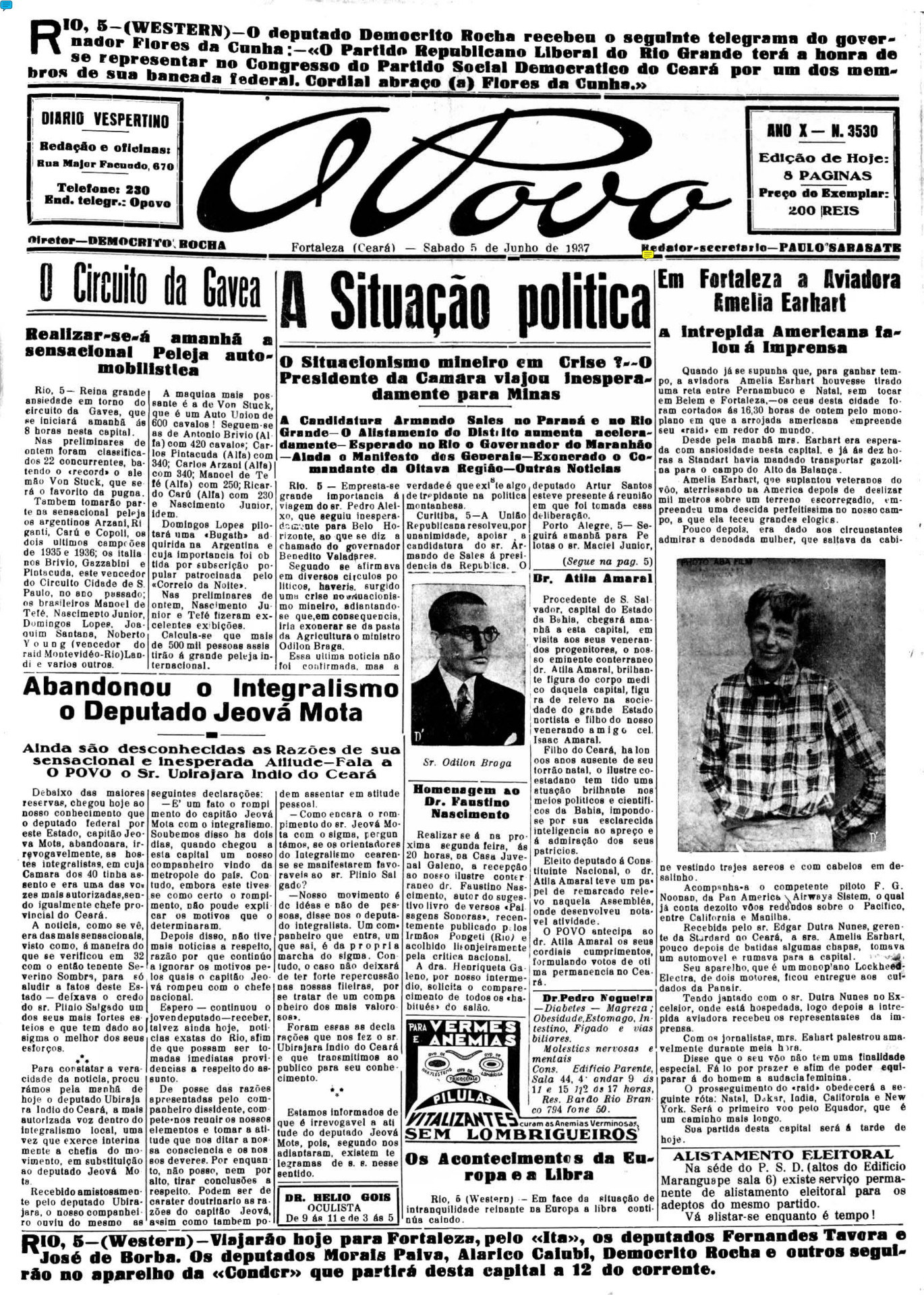Edi&ccedil;&atilde;o de 5 de junho de 1937 do O POVO