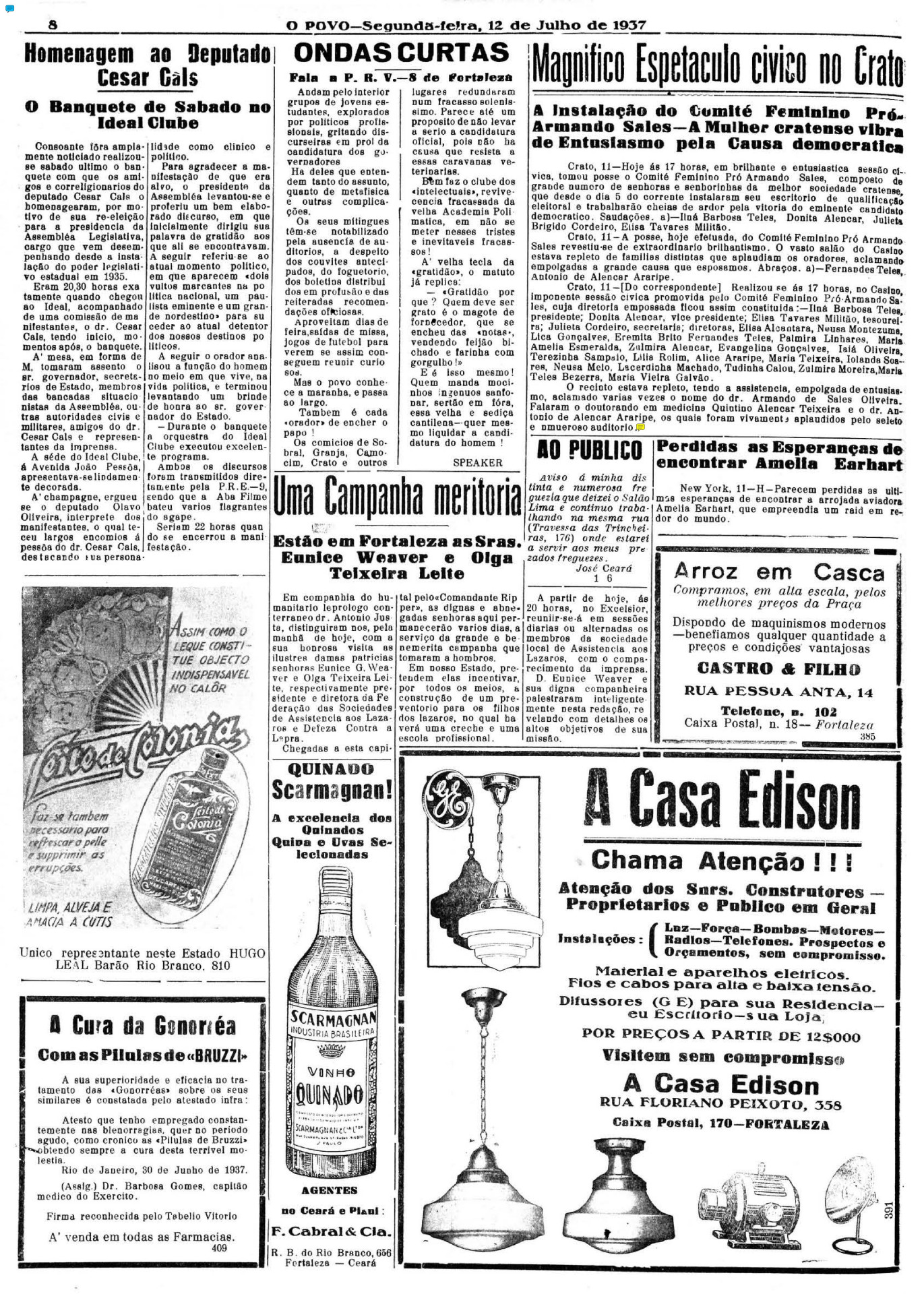 Edi&ccedil;&atilde;o de 12 de julho de 1937 do O POVO