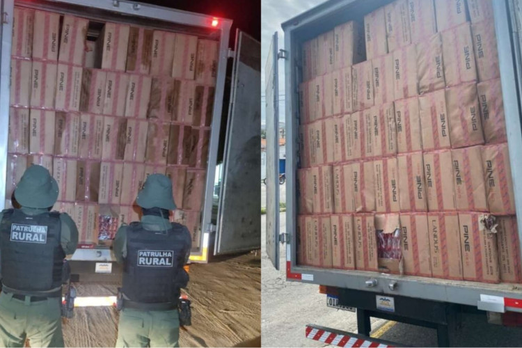 Aproximadamente 450 caixas de cigarros contrabandeados foram apreendidas e dois homens foram autuados em flagrante em Itapipoca